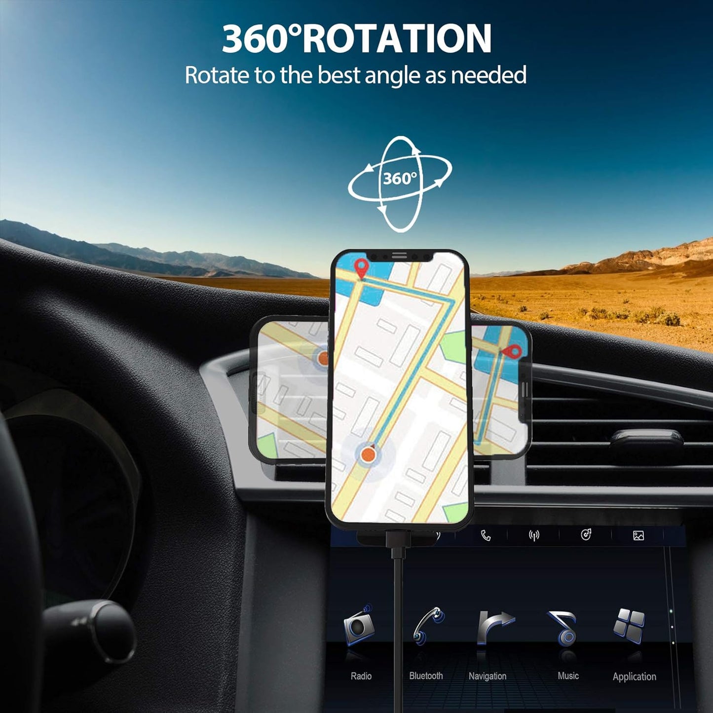 Magnetic Wireless Car Charger, for the New Iphone 14, Iphone 13 and Iphone 12 Series, Magnetic Attachment, 15W Fast Charge, Black