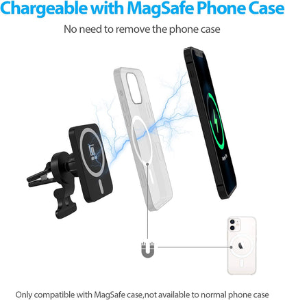 Magnetic Wireless Car Charger, for the New Iphone 14, Iphone 13 and Iphone 12 Series, Magnetic Attachment, 15W Fast Charge, Black