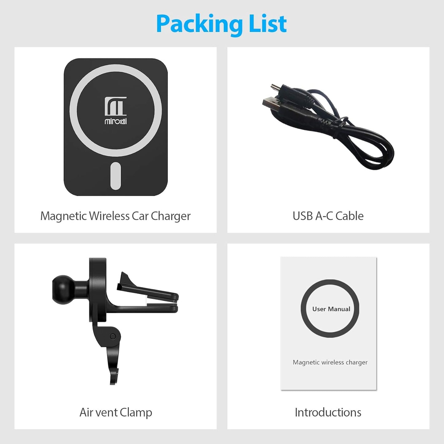 Magnetic Wireless Car Charger, for the New Iphone 14, Iphone 13 and Iphone 12 Series, Magnetic Attachment, 15W Fast Charge, Black